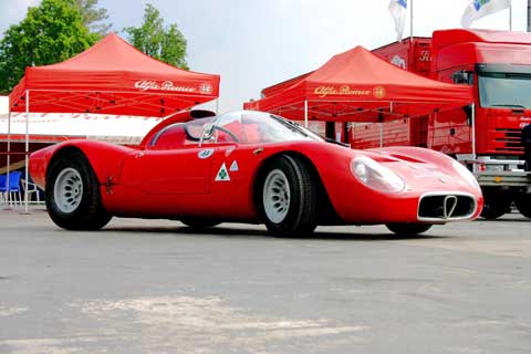 This Alfa Romeo T33/2 is powered by the two-litre Alfa Romeo V8, 